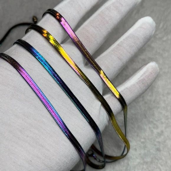 Solid 316l Stainless Steel Chameleon Snake Chain Necklace 5mm Herringbone Chain - Picture 9 of 11